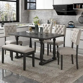 Bellemave® 60" 6 - Piece Dining Table and Chair Set with Special - shaped Legs and Foam - covered Seat Backs&Cushions - Bellemave